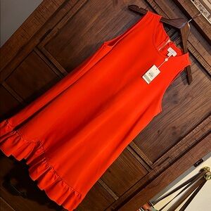 Mud Pie Bright Orange Ruffle Hem Mini Dress
